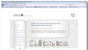 Internetportal für die premium Immobilienfirma Area-Consult, mit beweglicher Navigation